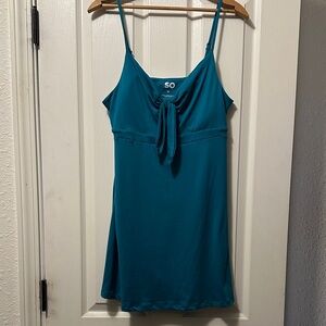 SO Teal Midi Dress with Front Tie